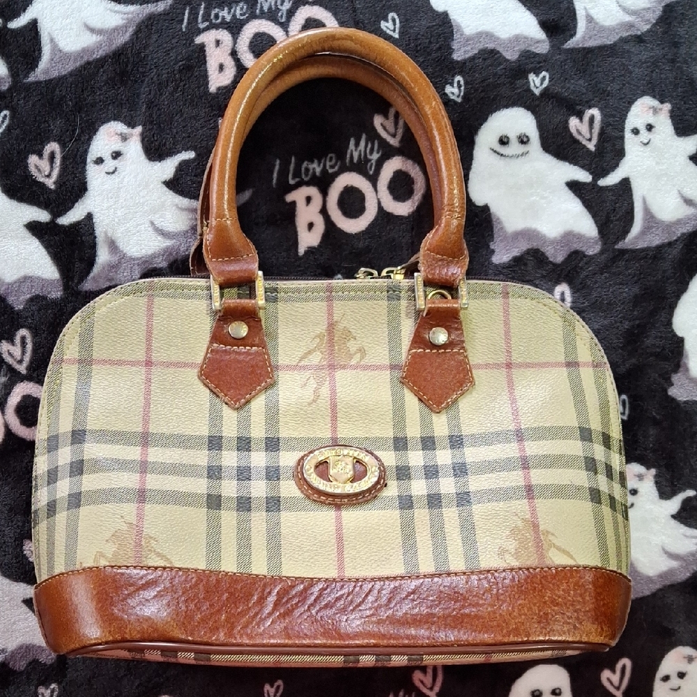 Burberry Beige and Brown Plaid Satchel